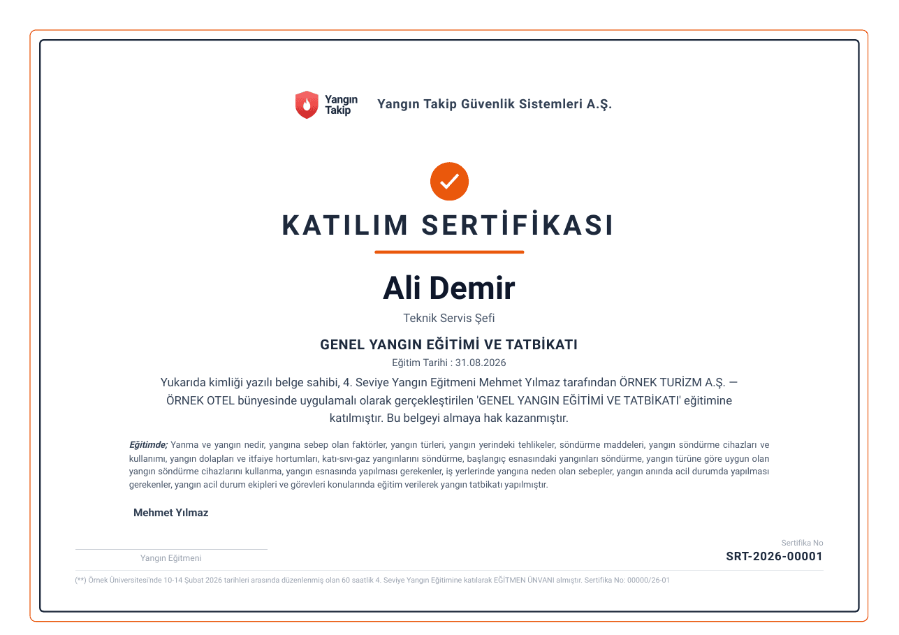 Katılım Sertifikası — ilk sayfa önizlemesi